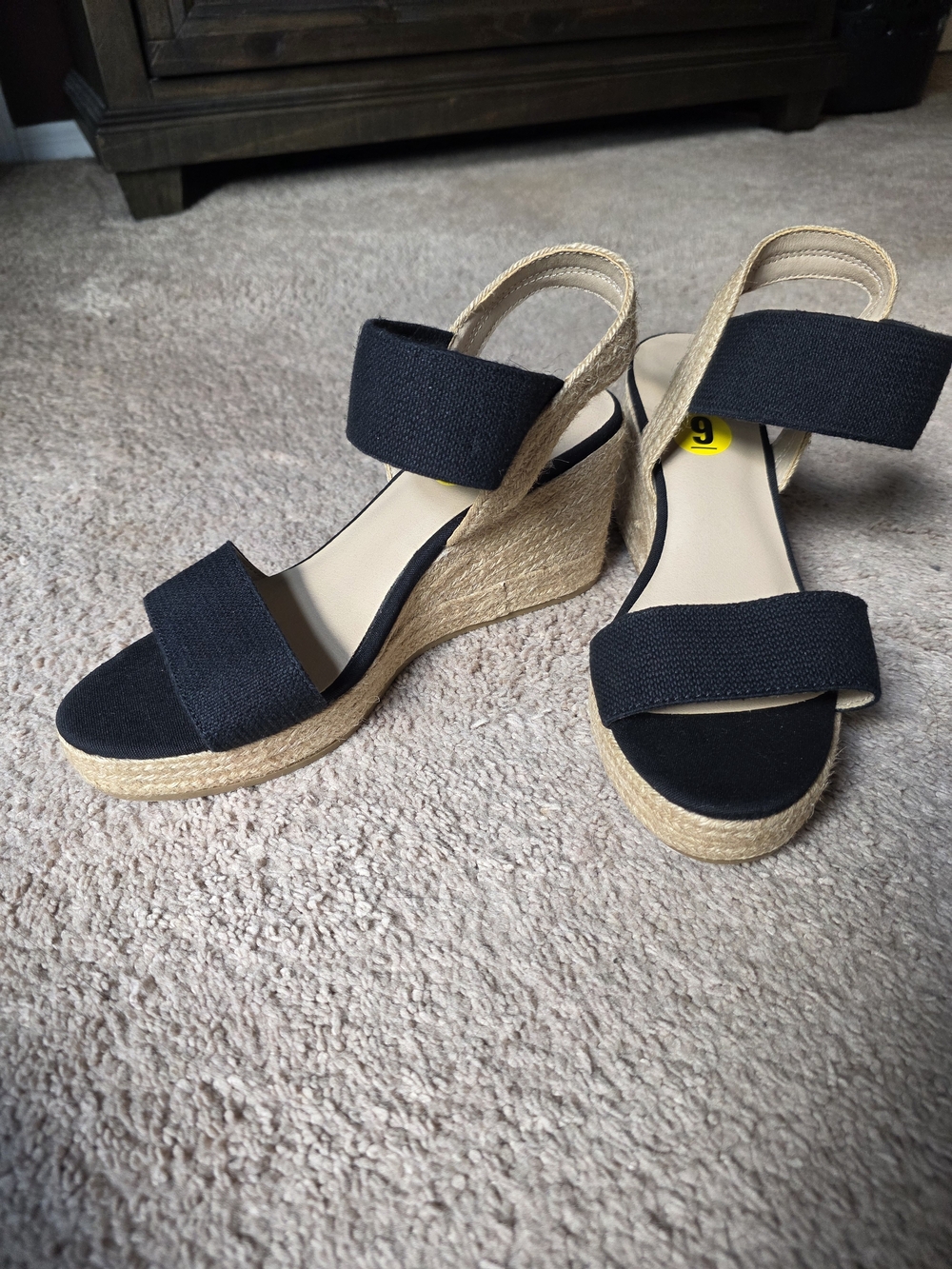 MIA Black Espadrille Wedge Sandals Size 9 New Summer Resortwear Casual